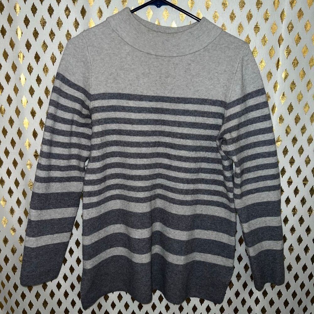 Apt 9 striped sweater mock neck gray size S